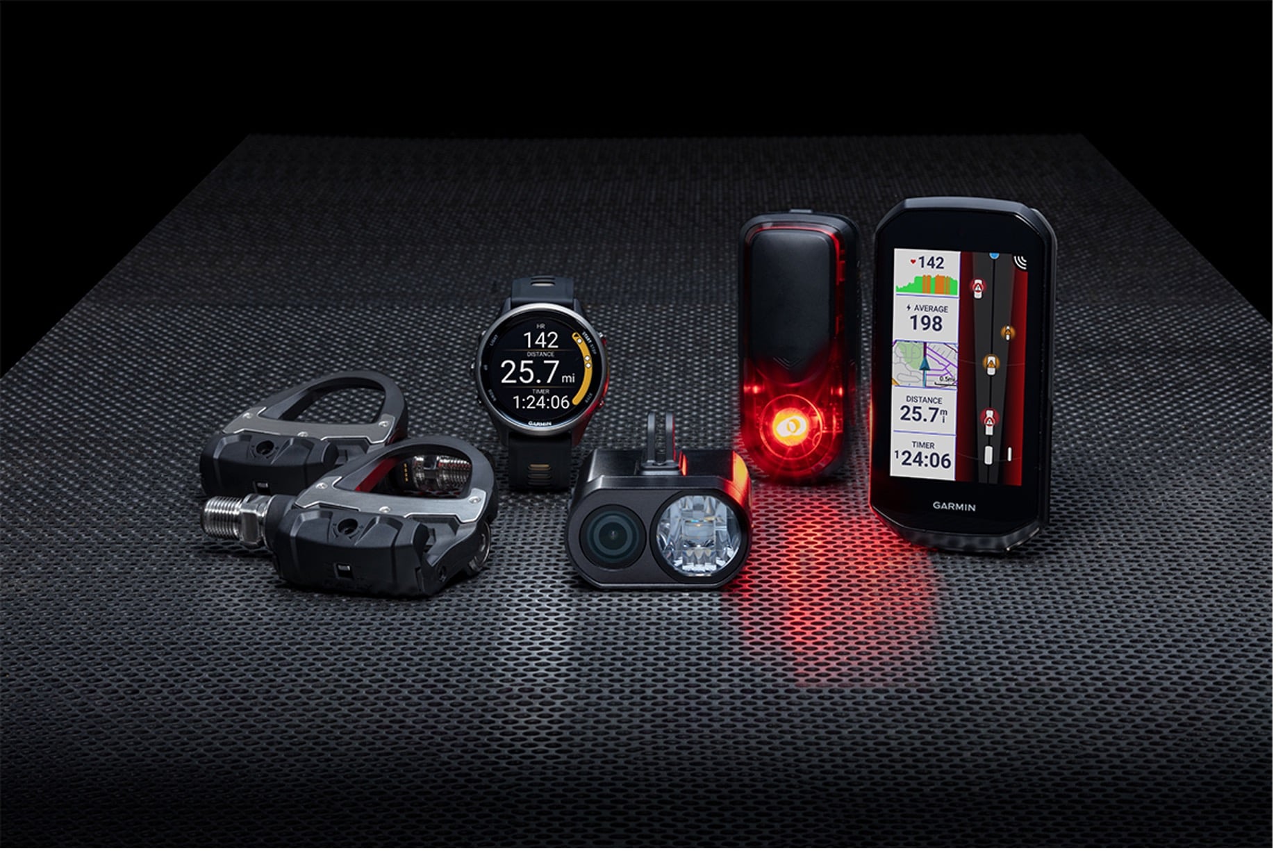 Berikut adalah deretan produk bersepeda dari Garmin, termasuk komputer bersepeda Edge, radar belakang, power meter, dan lainnya.